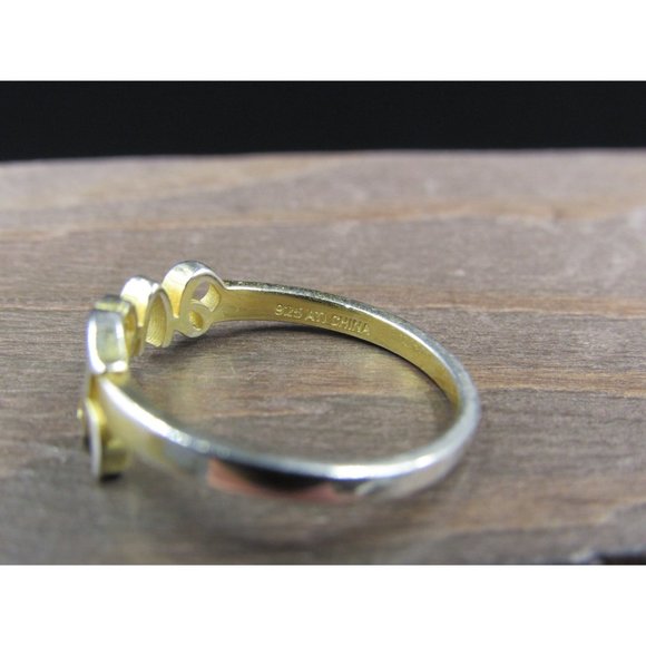 Size 7 Worn Gold Over Sterling Silver Love Word Band Ring - Picture 3 of 6